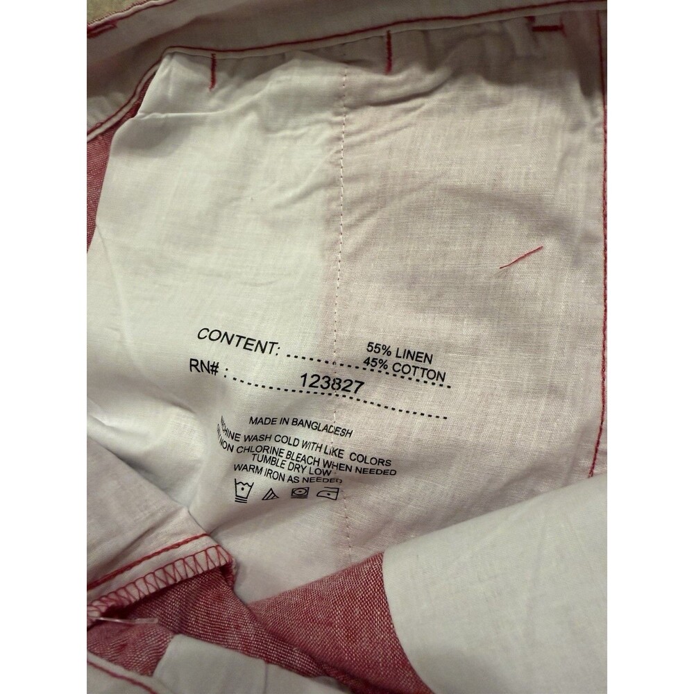Bruno New York Shorts Men 38 Red Washable LInen Blend Lobster AOP Casual NEW 10" - Picture 8 of 8